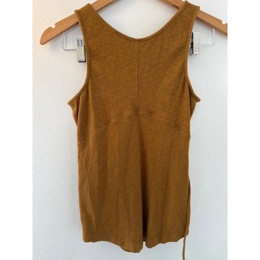 Free People Brown Criss‎ Cross Tie Ribbed Tank Top Size Medium  Cotton Blend